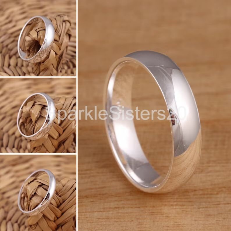 Anillo De Plata De Ley 925 Sólida - Ancho 4 Mm, Forma D