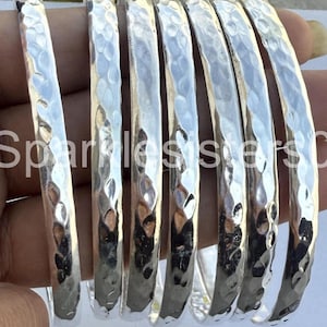 Silver Bangle Bracelet • Half Round • Hammer Textured