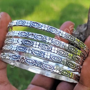 Set of 5 Bangle, Wide Silver Bangle, 925 Sterling Silver Bangle, Silver Bangle, Stacking Bangle, Boho Bangle, Silver Bangle For Women