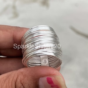 Sterling Silver Ring, Statement Wrap Ring Wraparound Silver Wire ring, Multi Layer Silver Wire Rings, Gift for her Silver band ring