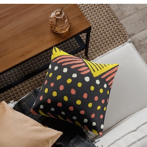 Cushion Cover 12in (30cm) - Australian Aboriginal  Indigenous design - JILAMARA - Wool hand Embroidered Chainstitch Art Home Living Decor