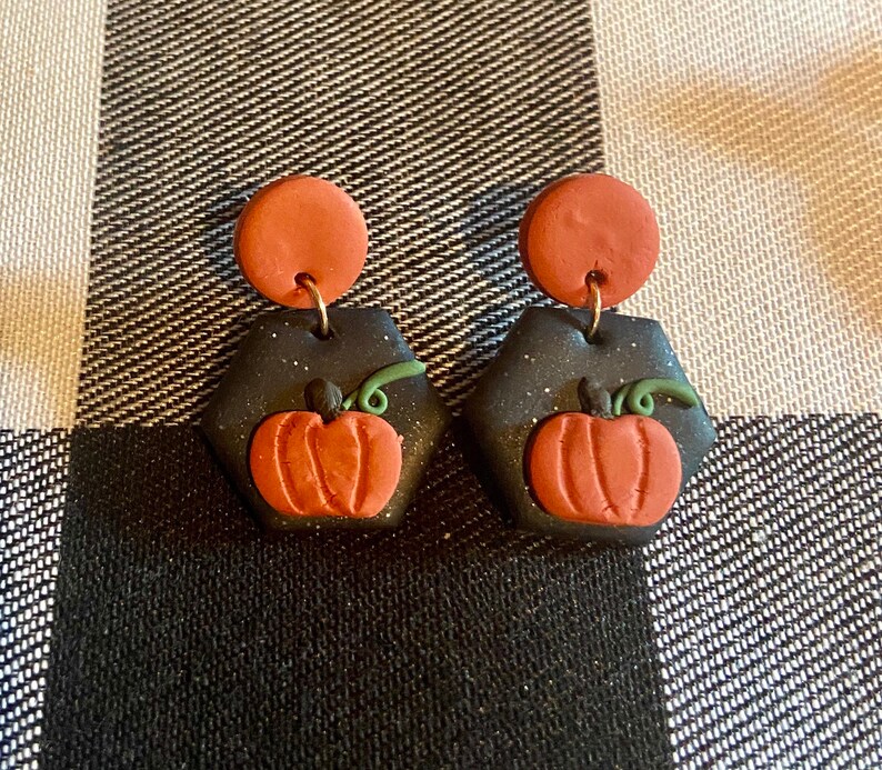 Polymer Clay Earrings Pumpkin Earrings Fall Earrings Etsy
