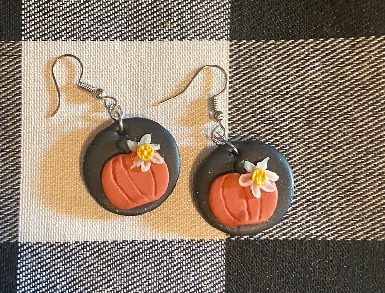 Polymer Clay Earrings Pumpkin Earrings Fall Earrings Etsy