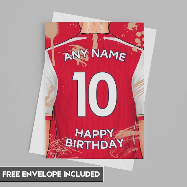 Carte d'anniversaire Arsenal | Carte d'anniversaire personnalisée Arsenal | Idées d'anniversaire de fan de football 2023