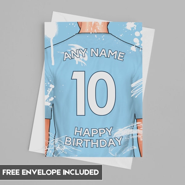 Carte d'anniversaire Man City | Carte d'anniversaire personnalisée Man City | Idées d'anniversaire de fan de football 2023