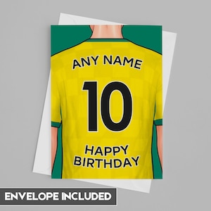 Norwich-verjaardagskaart | Gepersonaliseerde Norwich-verjaardagskaart | Vaderdag, Moederdag | Verjaardagsideeën voor voetbalfans 2024