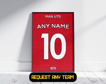 Man Utd Gift Personalised - Football Print, Poster/Canvas/Acrylic/Metal Gift For Him, Gift For Dad, Gift For Son, Man Utd Gift