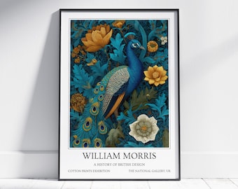 Peacock William Morris Wall Art: Vintage Poster, Floral Art Print