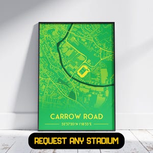 Norwich Stadium Gift - Poster de football, cadeau pour lui/elle, cadeau Norwich