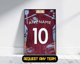 Aston Villa Gift Personalised - Football Poster Print, Gift For Him, Gift For Dad, Gift For Son, Aston Villa Gift Present