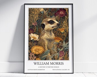 Meerkat William Morris Wall Art: Vintage Poster, Floral Art Print