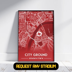 Cadeau pour le stade de Nottingham - Cadeau poster de football, cadeau pour lui/elle, cadeau Nottingham