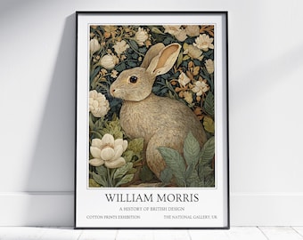 Rabbit William Morris Wall Art: Vintage Poster, Floral Art Print