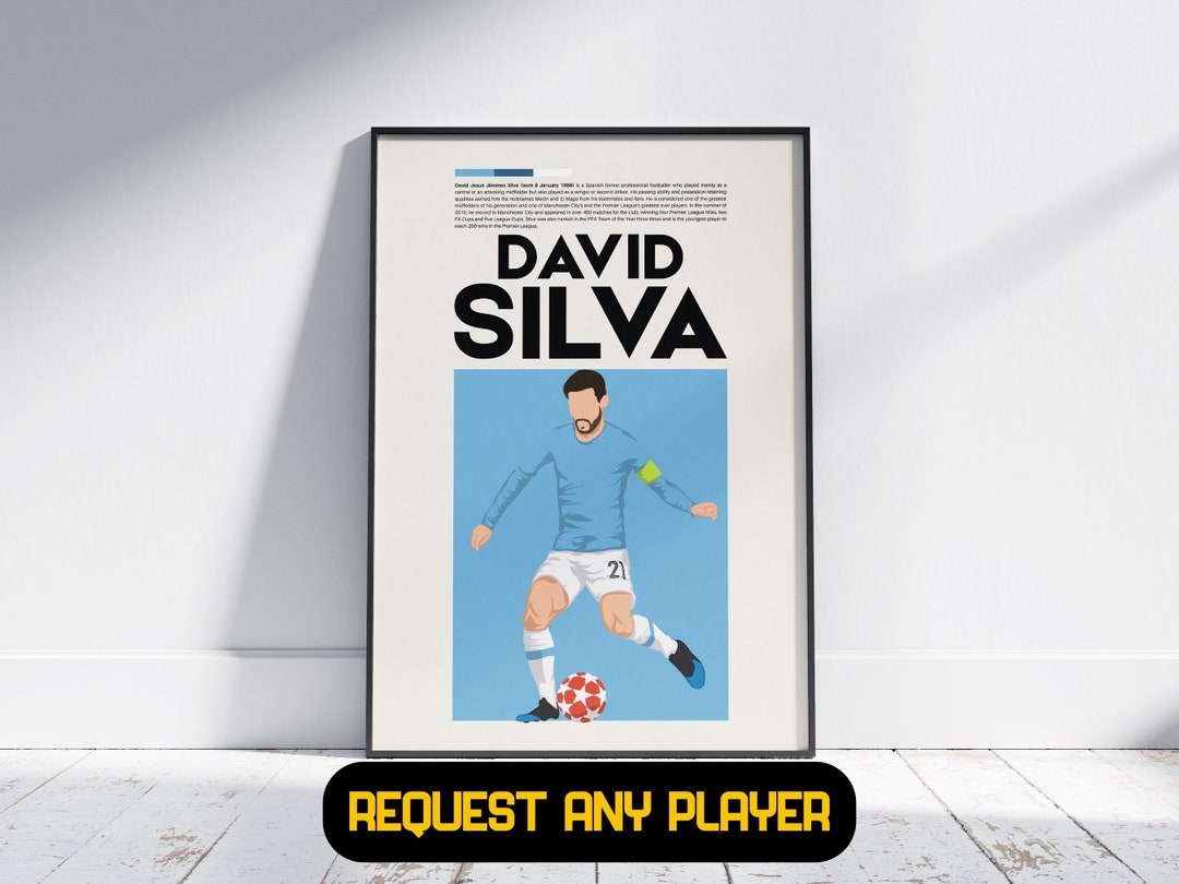 David Silva Man City Football Poster Gift, Gift for Him/her, Man City ...