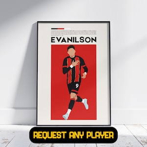 Póster de fútbol de Evanilson Bournemouth, regalo para él o para ella, regalo de Bournemouth