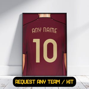 Roma Gift Personalised - Football Poster Print, Gift For Him, Gift For Dad, Gift For Son, Roma Gift Present