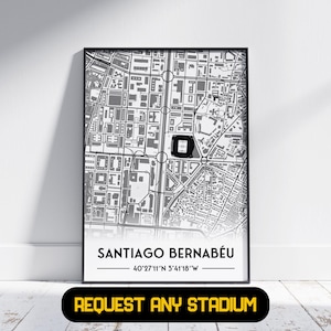 Cadeau stade du Real Madrid - Cadeau poster de football, Cadeau pour lui/elle, Cadeau Real Madrid