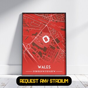 Cadeau stade du Pays de Galles - Cadeau poster de football, Cadeau pour lui/elle, Cadeau Pays de Galles