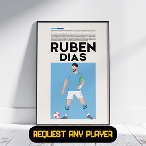 Rúben Dias Man City Football Poster Gift, Gift For Him/Her, Man City Gift image 1