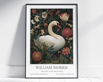 Swan William Morris Wall Art: Vintage Poster, Floral Art Print