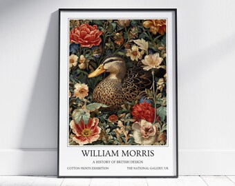 Mallard Duck William Morris Wall Art: Vintage Poster, Floral Art Print