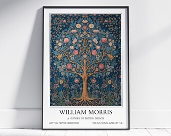 Blue Tree Of Life William Morris Wall Art: Vintage Poster, Floral Art Print