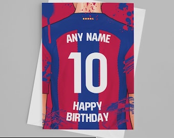 Tarjeta de cumpleaños de Barcelona | Tarjeta de cumpleaños personalizada Barcelona | Ideas de cumpleaños para fanáticos del fútbol