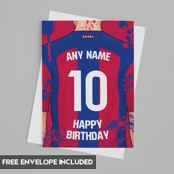 Carte d'anniversaire Barcelona | Carte d'anniversaire personnalisée Barcelona | Idées d'anniversaire de fan de football 2023