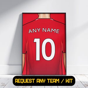 Man Utd cadeau gepersonaliseerd - voetbalposter print, cadeau voor hem, cadeau voor papa, cadeau voor zoon, Man Utd cadeau aanwezig