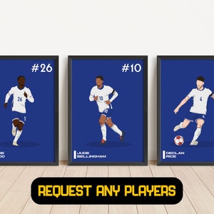 Set de regalo de Inglaterra: pósteres de fútbol, regalo para hijo o hija, paquete de pósteres de Inglaterra, pósteres enmarcados en lienzo