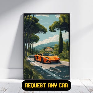 Lamborghini Aventador, Car Art, Super Car, Sportwagen, Wandkunst, Wanddeko, Wandposter, Digital Art, Leinwanddruck, Vintage Poster