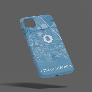 Estadio del Manchester City: funda para teléfono, iPhone, Samsung, Google Pixel, regalo para él, regalo para papá, regalo para hijo, regalo del Manchester City, diseño de mapa