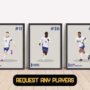 Set de regalo de Inglaterra: pósteres de fútbol, regalo para hijo o hija, paquete de pósteres de Inglaterra, pósteres enmarcados en lienzo