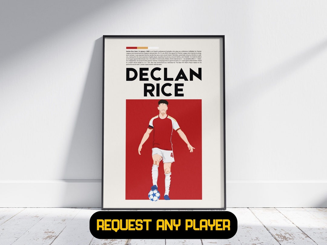 Declan Rice Arsenal Football Poster Gift, Gift for Him/her, Arsenal ...