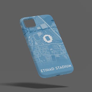 Man City Stadium - Étui pour téléphone, iPhone, Samsung, Google Pixel, cadeau pour lui, cadeau pour papa, cadeau pour fils, cadeau Man City, conception de carte