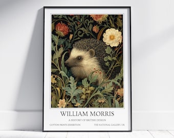 Hedgehog William Morris Wall Art: Vintage Poster, Floral Art Print
