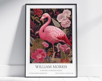 Flamingo William Morris Wall Art: Vintage Poster, Floral Art Print
