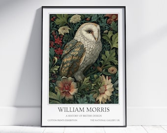 Owl William Morris Wall Art: Vintage Poster, Floral Art Print