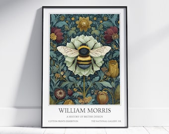 Bumble Bee William Morris Wall Art: Vintage Poster, Floral Art Print