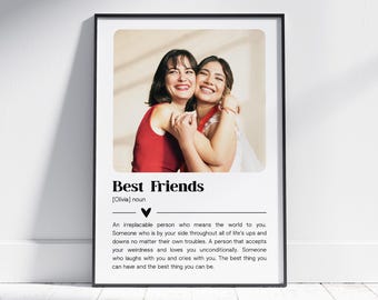 Personalised Best Friend Definition Print, Wall Art Print, Best Friend Gift, Photo Definition Print, Quote Print, Custom Gift With Photo
