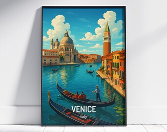 Venice Italy Travel Poster: Vintage Grand Canal Art Print