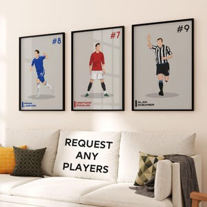 Benutzerdefinierte Retro Fußball Geschenkset - Fußball Poster Geschenk, Geschenk für Sohn / Tochter, minimalistisches Poster Bundle, Poster gerahmte Leinwand