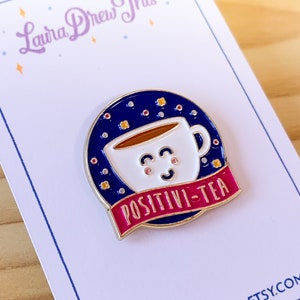 Pin de positividad - Taza de té Positivi - Insignia de pin de esmalte de té - Pin de taza de té - Pin de café