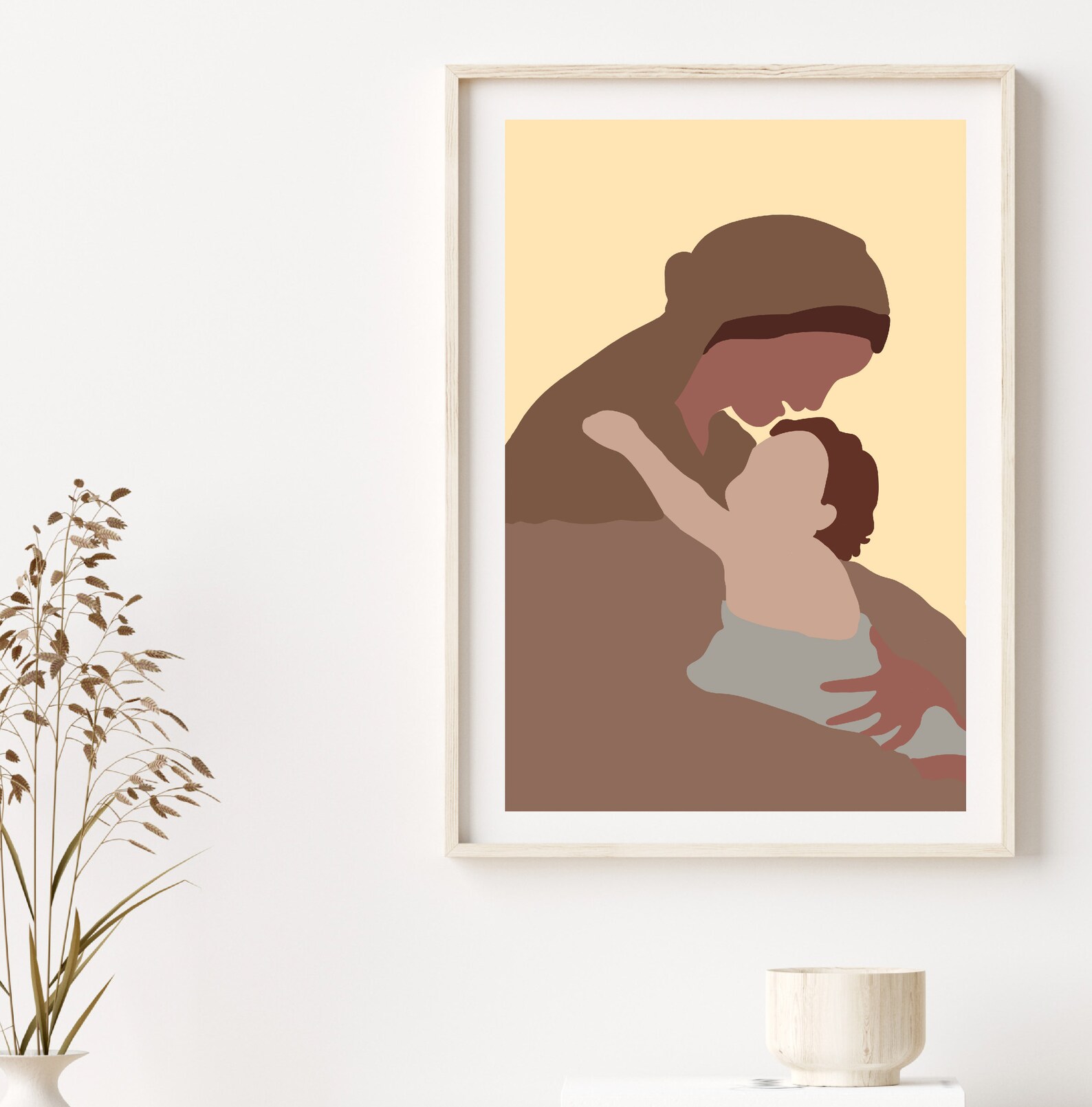 Abstract Mother and Baby Wall Art Nursery Decor Mid Century Etsy
