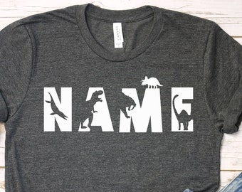 Personalized Dinosaur Custom Shirts, Matching Family Dinosaur Party, Dinosaur Alphabet, Funny Birthday Tee, Dinosaur Outfit, Kids Tee,TR05