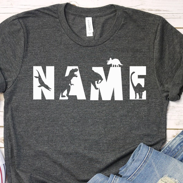Personalized Dinosaur Custom Shirts, Matching Family Dinosaur Party, Dinosaur Alphabet, Funny Birthday Tee, Dinosaur Outfit, Kids Tee,TR05