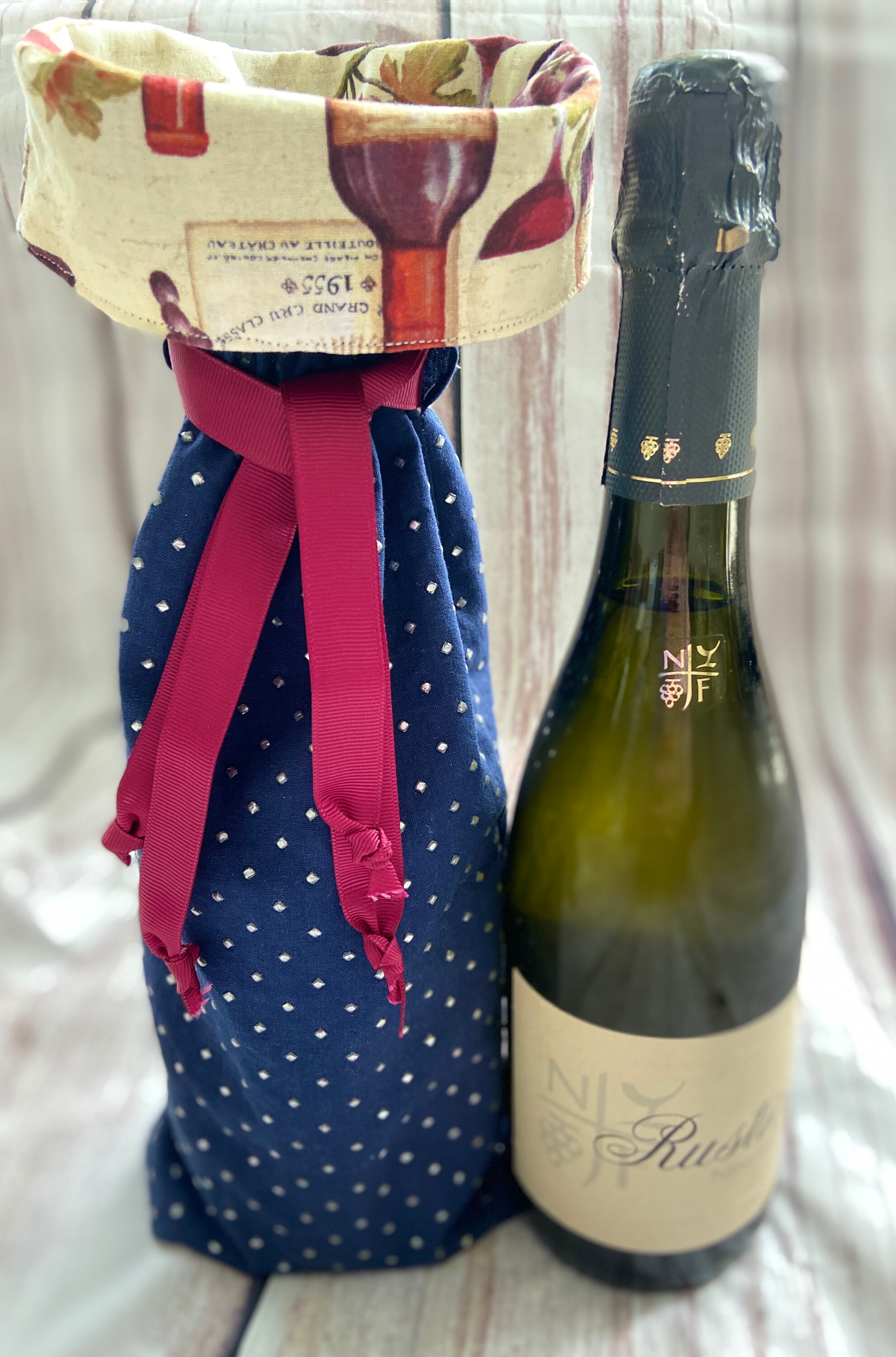 Wine Gift Bag Completely Reversible Reusable Washable Etsy