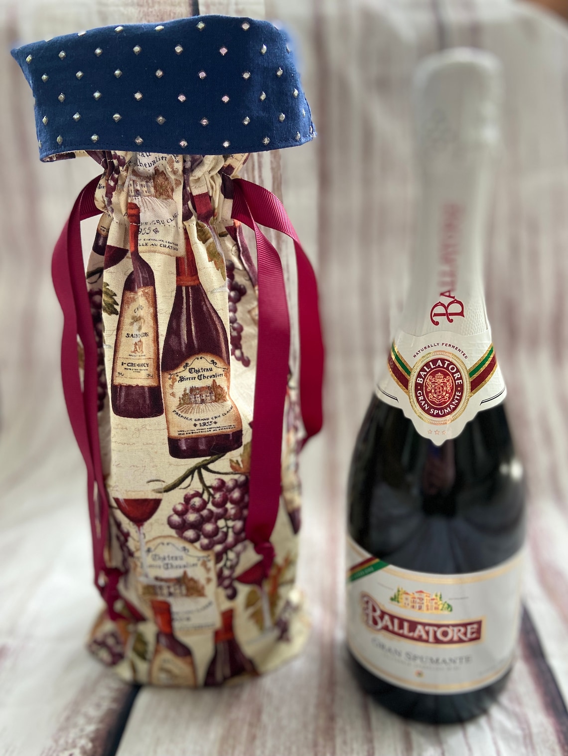 Wine Gift Bag Completely Reversible Reusable Washable Etsy