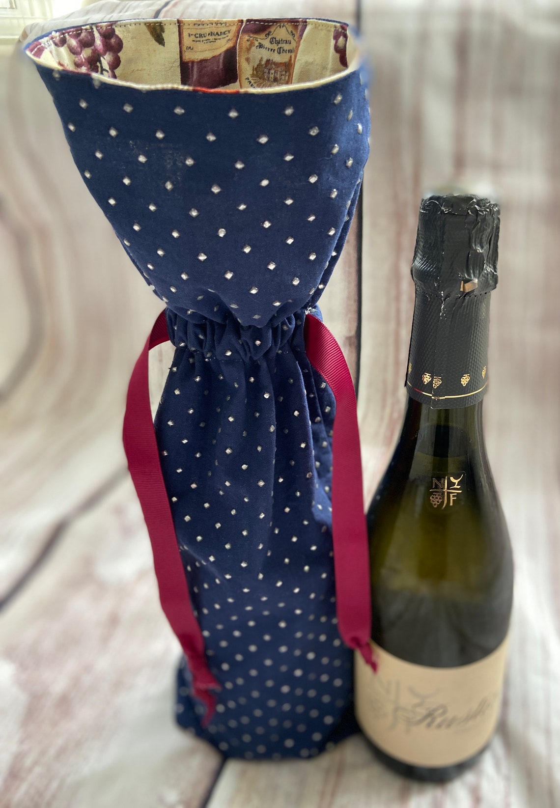 Wine Gift Bag Completely Reversible Reusable Washable Etsy