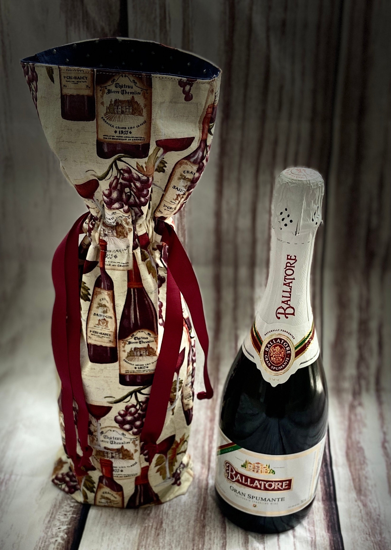 Wine Gift Bag Completely Reversible Reusable Washable Etsy